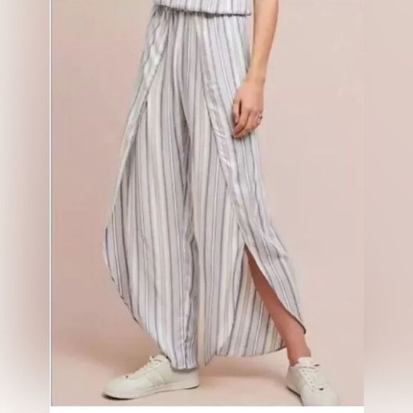 Anthropologie Drew Emerson Jumpsuit Size Medium Strapless Tulip Hem Linen Blend - Picture 2 of 11